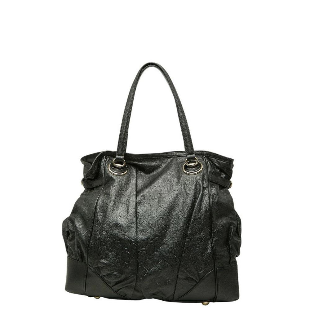 Gucci Guccissima Tote Bag Shoulder Black Leather